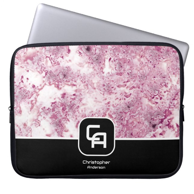 Stone Monogram Wine Laptop Sleeve (Front)