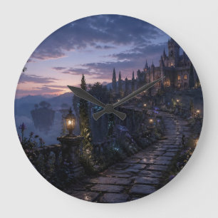 Stone Path to Floating Castle Gothic Wall Clock
