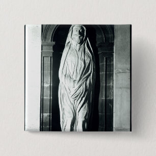 Stone sculpture of John Donne in his shroud 15 Cm Square Badge