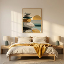 Stone Stack Sunset Wall Art for Bedroom Decor