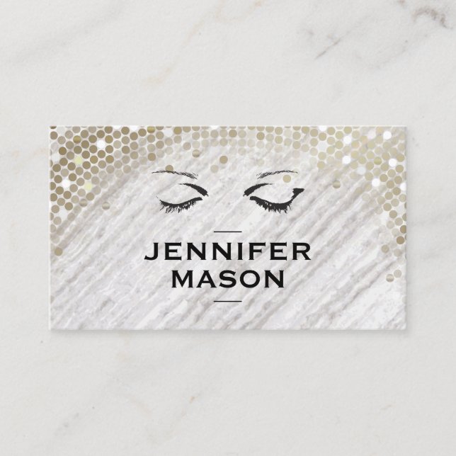Stone Texture Sequin Accent Eye Lashes Business Card (Front)