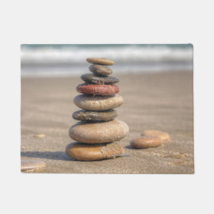 Stone Tower On Beach Doormat