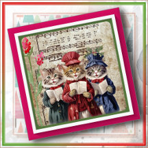 Stone TRIVET -Three Kitten Christmas Carrolers
