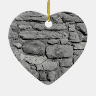 Stone Wall. Black and white. Ceramic Tree Decoration
