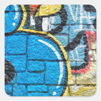 stone wall graffiti square sticker