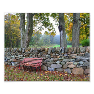 Stone Wall In Autumn Photo Print