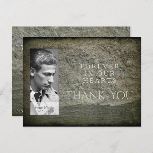 Stone wall Photo Frame Sympathy Thank You postcard (Front/Back)
