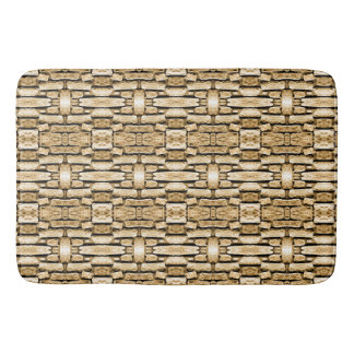 Stone Wall Tan Southwest Rustic Geometric Pattern Bath Mat