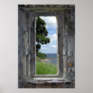 Stone Window with a Sea View Poster