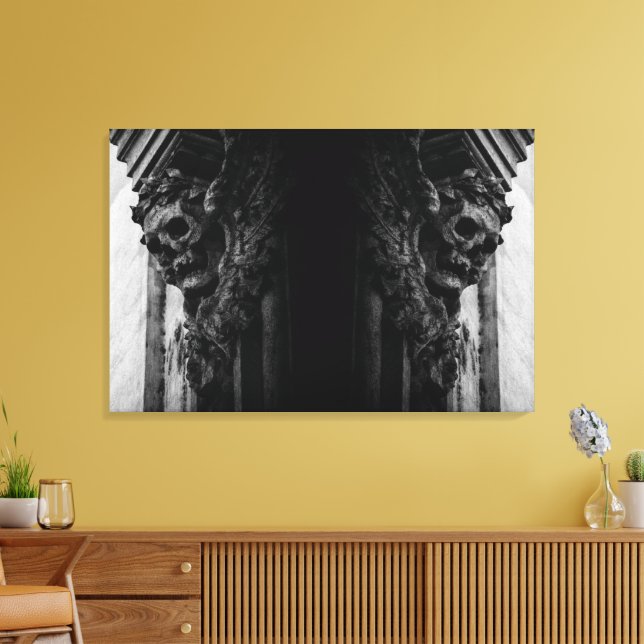Stone Wings Skull Canvas Print (Insitu(LivingRoom))