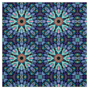 Stone Wonder Vintage Blue Fractal Kaleidoscope Fabric