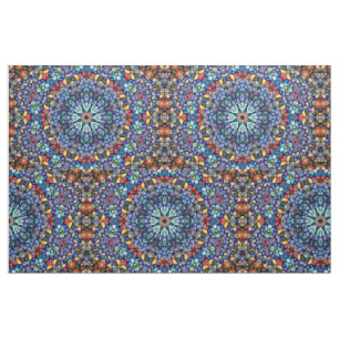 Stone Wonder  Vintage Blue Fractal Kaleidoscope Fabric