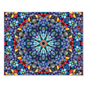 Stone Wonder  Vintage Blue Fractal Kaleidoscope Photo Print