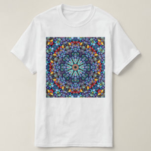 Stone Wonder Vintage Blue Fractal Kaleidoscope T-Shirt