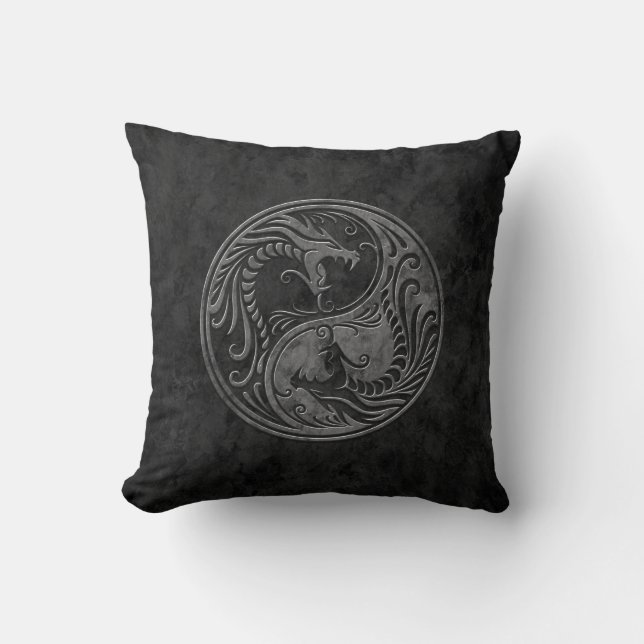 Stone Yin Yang Dragons Cushion (Front)
