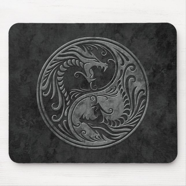 Stone Yin Yang Dragons Mouse Pad (Front)