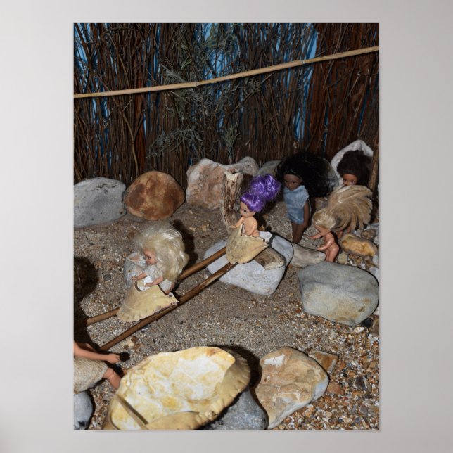 Stoneage kids playing. poster (Front)