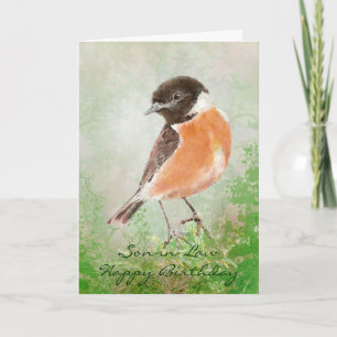 Stonechat  Bird Happy Birthday Son-in-Law Card