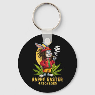 Stoned Easter Bunny With Joint Easter 2 Key Ring