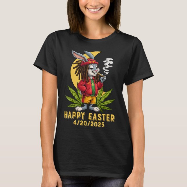 Stoned Easter Bunny With Joint Easter 2  T-Shirt (Front)