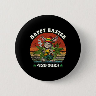 Stoned Easter Bunny With Joint Easter Day 4 6 Cm Round Badge