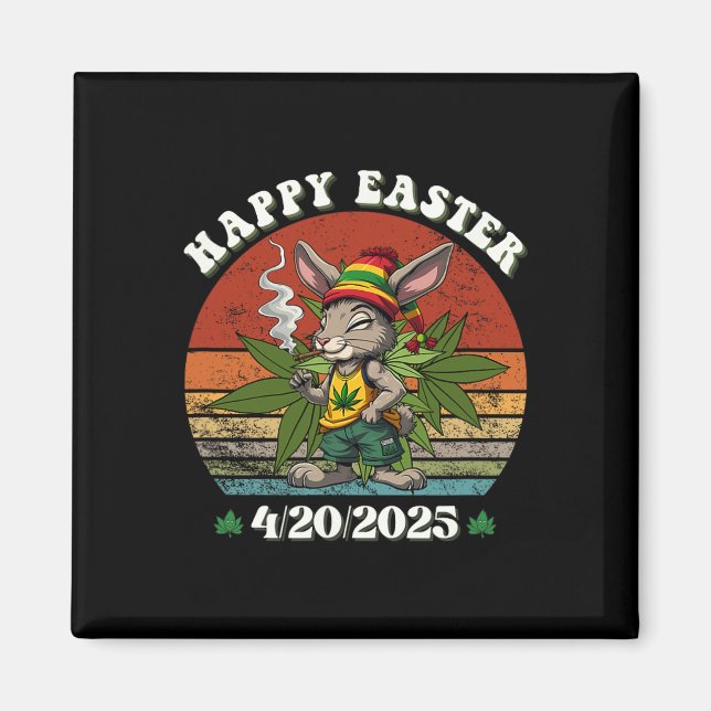 Stoned Easter Bunny With Joint Easter Day 4  Magnet (Front)