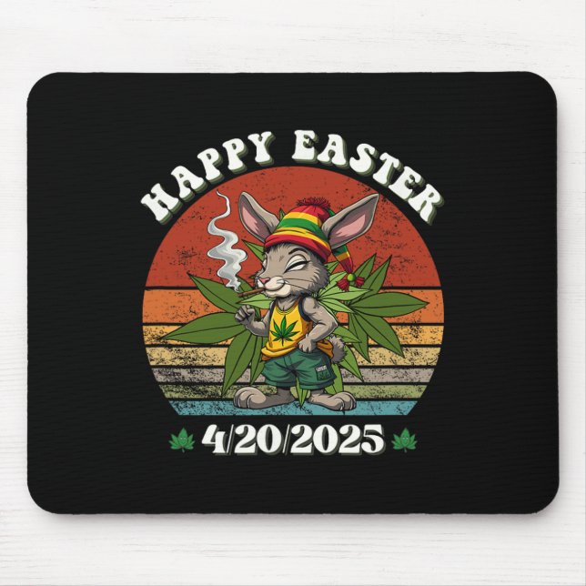 Stoned Easter Bunny With Joint Easter Day 4  Mouse Pad (Front)