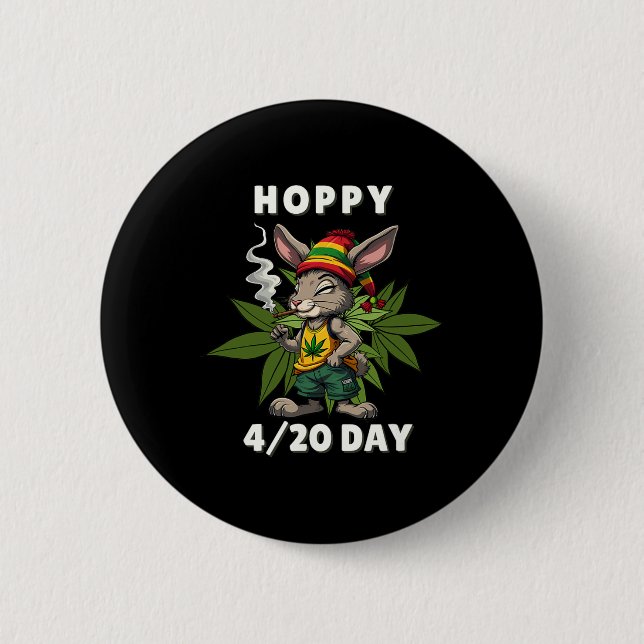 Stoned Easter Bunny With Joint Easter Day  6 Cm Round Badge (Front)