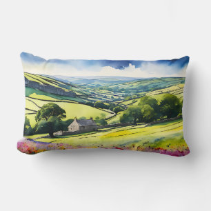 “Stonedale” Wide Landscape Yorkshire Dales Scene Lumbar Cushion