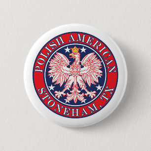 Stoneham Texas Polish American Eagle 6 Cm Round Badge