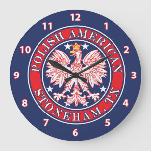Stoneham Texas Polish American Eagle Large Clock