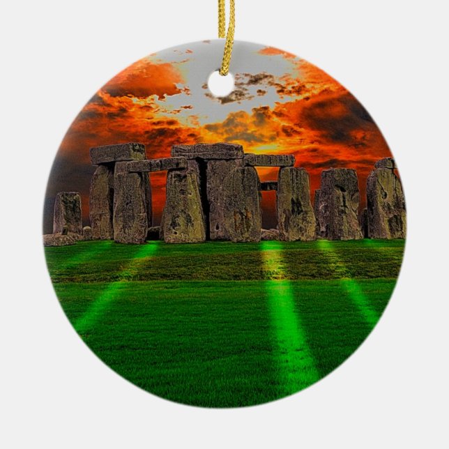 Stonehenge Celtic Standing Stones in Britain Ceramic Tree Decoration (Front)