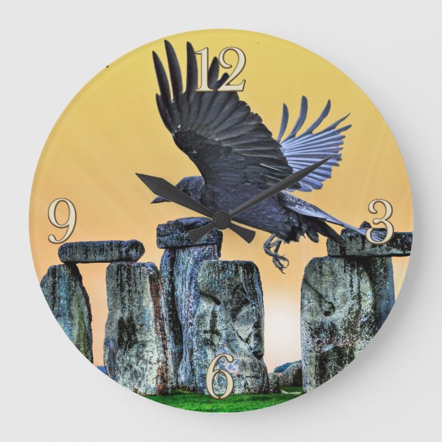 Stonehenge Celtic Standing Stones in Britain Large Clock (Front)