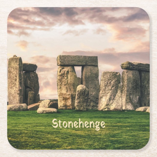 Stonehenge England UK Square Paper Coaster (Front)