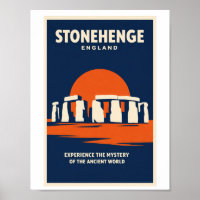Stonehenge England Vintage Travel Poster Wall Art