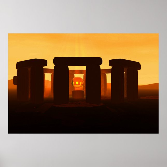 Stonehenge in the sunset poster (Front)