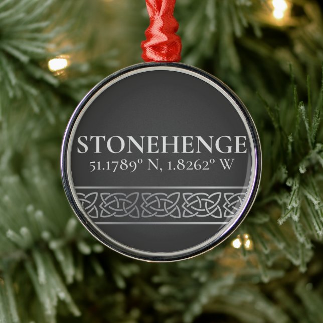 Stonehenge Latitude  Longitude Dark  Metal Tree Decoration (Tree)