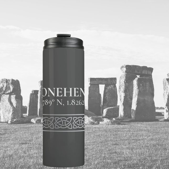 Stonehenge Latitude  Longitude Dark   Thermal Tumbler (Creator Uploaded)