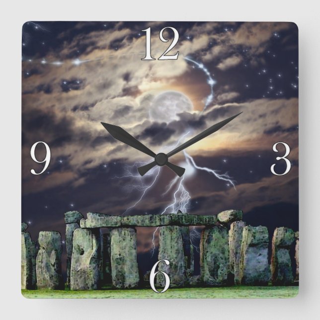 Stonehenge Mystical Druid Art History Clock (Front)