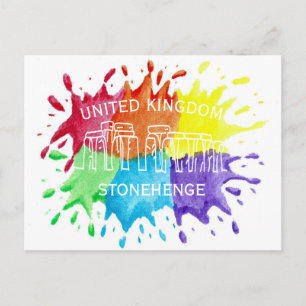 Stonehenge, Paint Splashes Postcard
