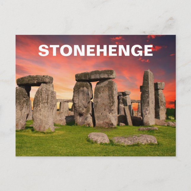 Stonehenge - Red Sunset Sky Postcard (Front)