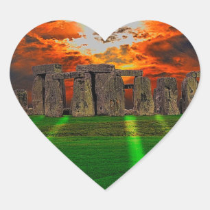 Stonehenge Standing Stones at Sunset Heart Sticker