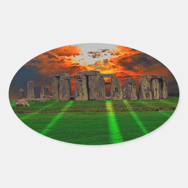 Stonehenge Standing Stones at Sunset Oval Sticker (Front)