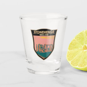 Stonehenge Travel Art Retro Illustration Shot Glass
