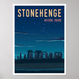 Stonehenge Wiltshire England Vintage Travel Poster