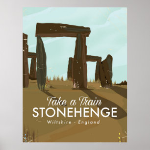 Stonehenge Wiltshire Train travel poster