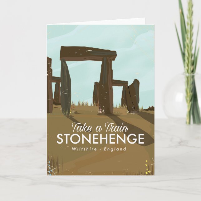 Stonehenge Wiltshire Train travel poster Holiday Card (Front)