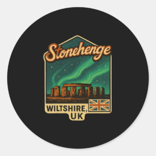 Stonehenge Wiltshire Uk Aurora Borealis Souvenir E Classic Round Sticker