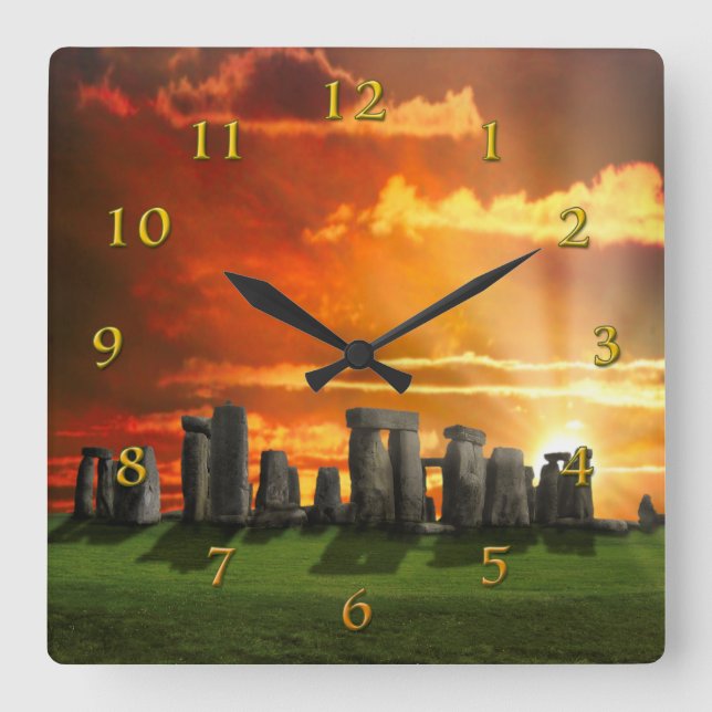 STONEHENGE WINTER SOLSTICE SQUARE WALL CLOCK (Front)
