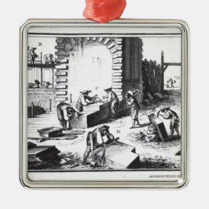 Stonemasons at work, engraved by Lucotte Metal Tree Decoration
